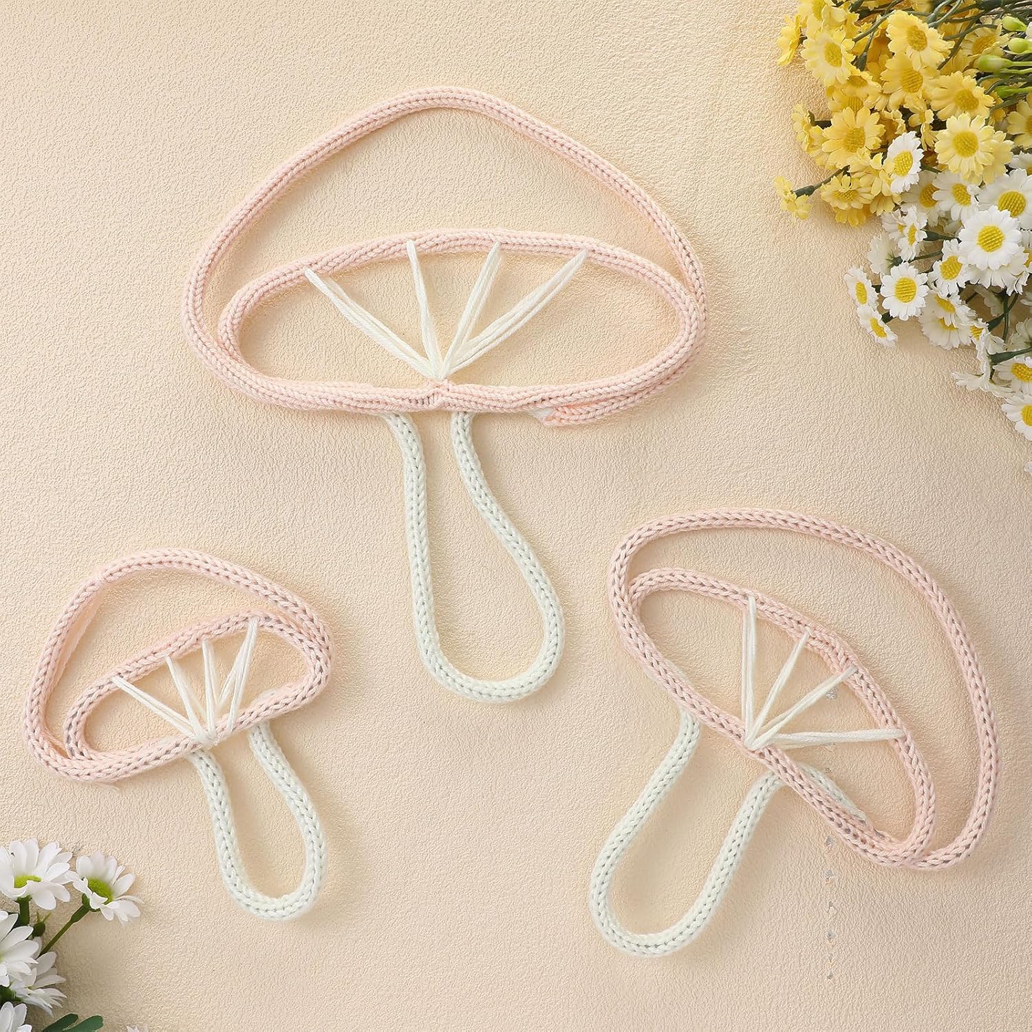 RattanView 3 Pcs Pink Mushroom Wall Decorations