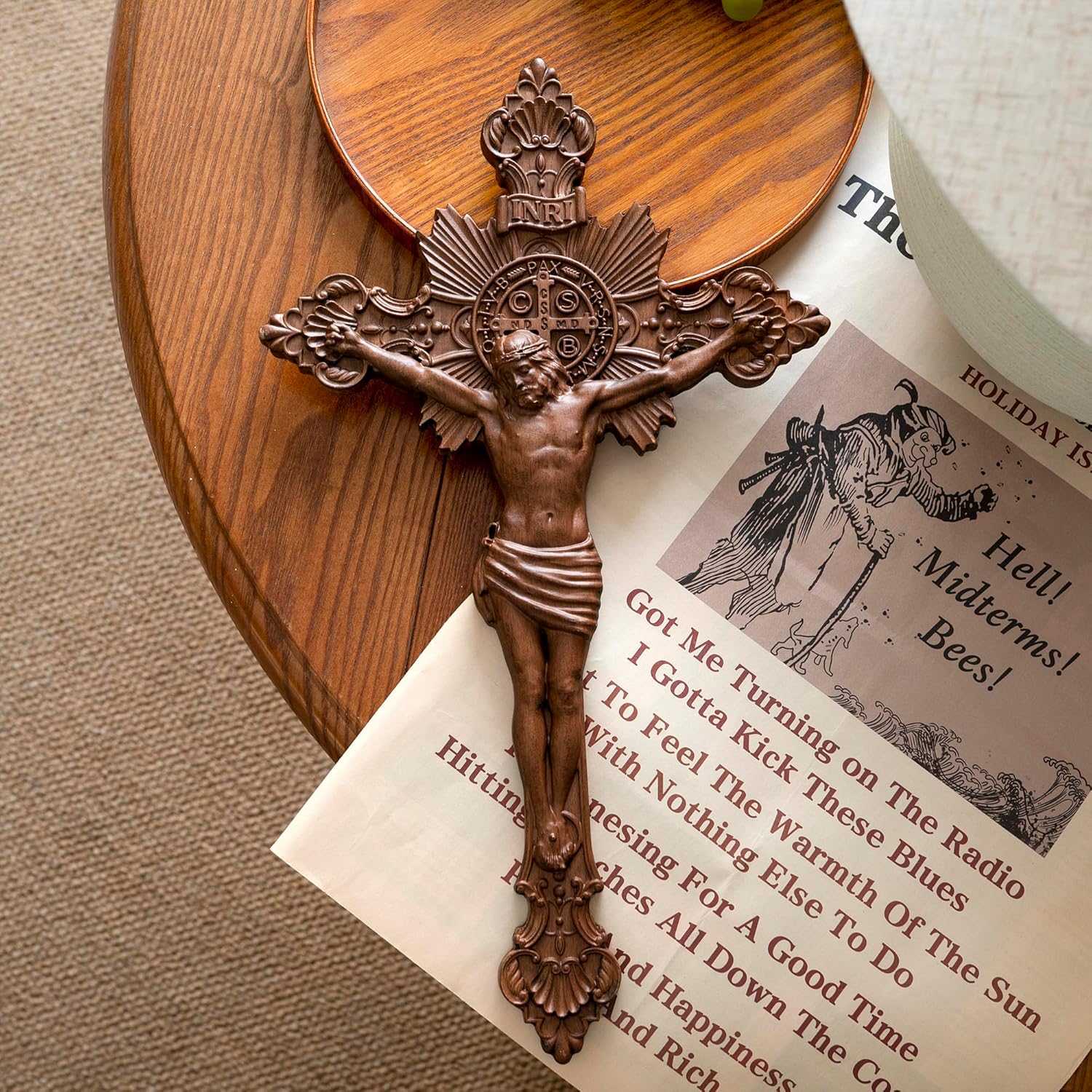 BGCOPPER Saint Benedict Wall Cross Decor 10 Inch