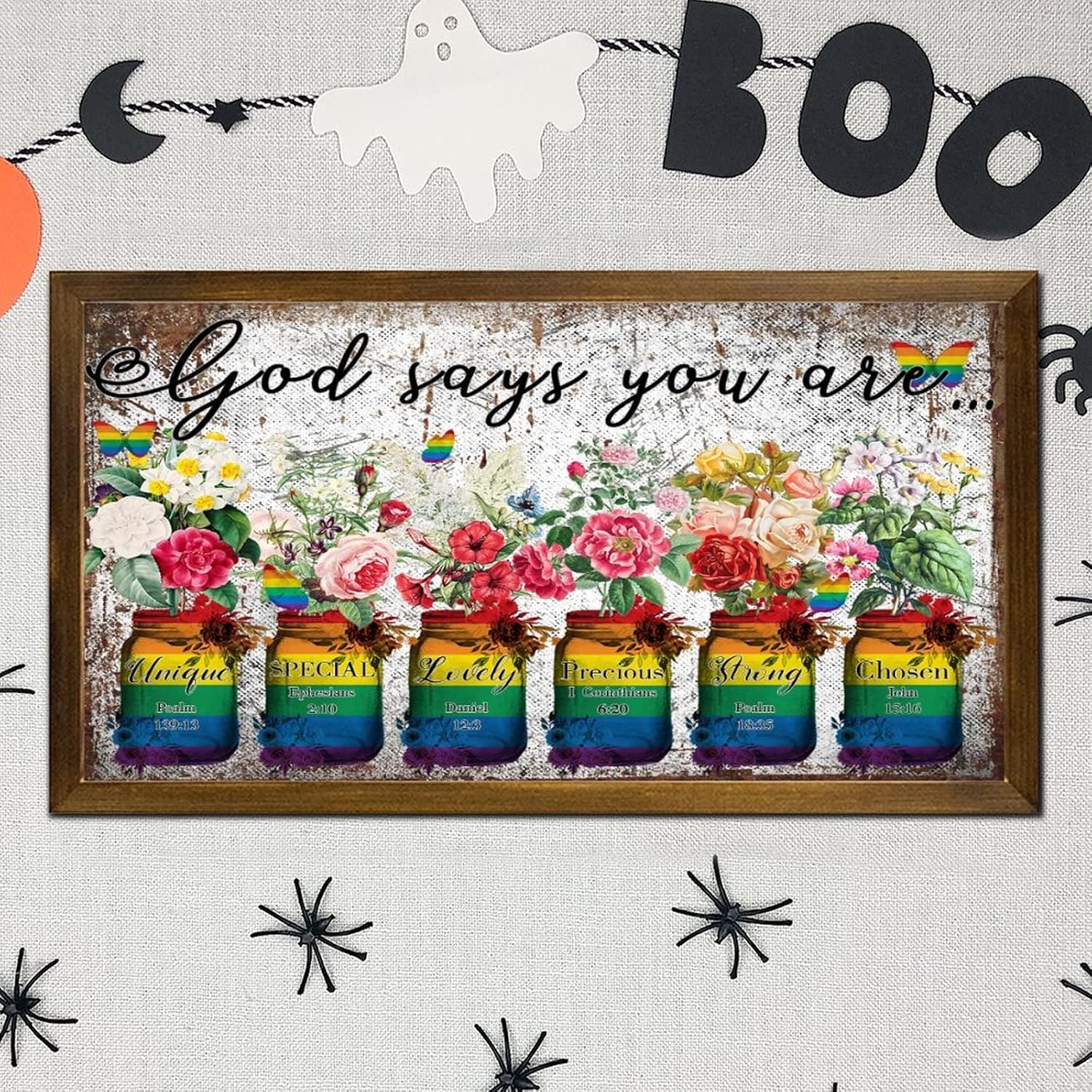 LGBTQ Inspirational Framed Wood Wall Sign 12x22 In