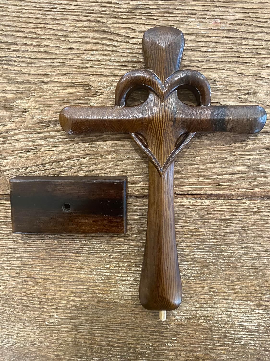 DAICAT Hand-Carved Wooden Cross Wall Decor 10 Inch