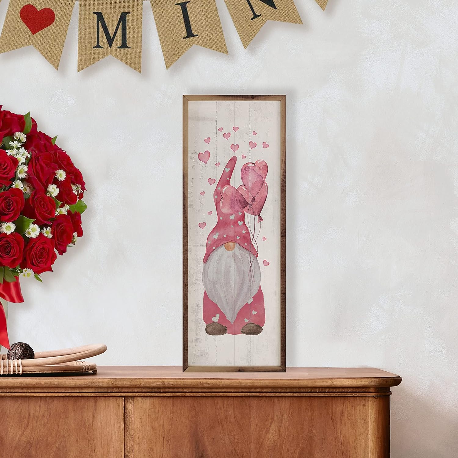 Gnome Hearts Whitewash Wall Decor Sign by Kendrick Home