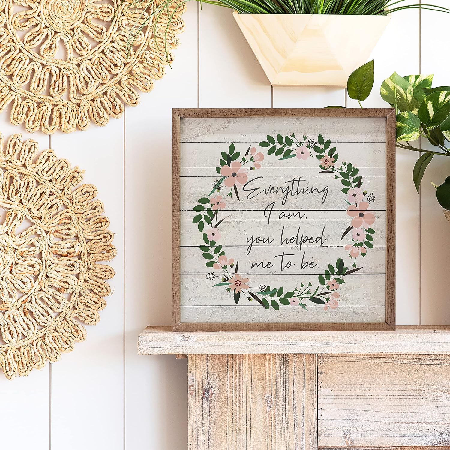 Everything I Am Wreath Wall Decor Wooden Sign
